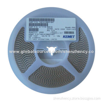 SMD Tantalum Capacitor, T491A106K016AT, 10UF/16V/10%/1206, A Case